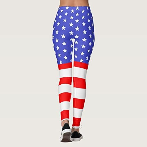Amerikan Bayrağı Tayt Rahat Yıldız ve Çizgili Baskılı Tayt Pantolon Yumuşak Fırçalanmış Atletik Egzersiz Popo Kaldırma Yoga