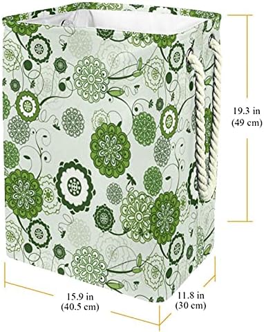Hafif çamaşır sepetleri Katlanabilir Giysi Sepetleri İpli Dikdörtgen Saklama Kutusu Saklama kutuları Yeşil Çiçek Desenli