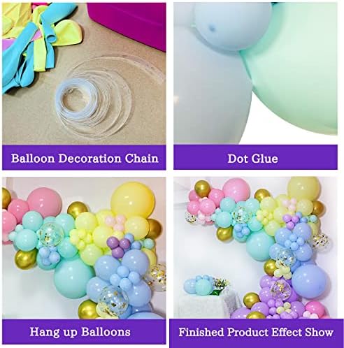 219 Adet Gökkuşağı Balonlar Garland Kemer Kiti Farklı Boyutlarda Lateks Balonlar Çeşitli Pastel Renk Parti Balonlar Kemer