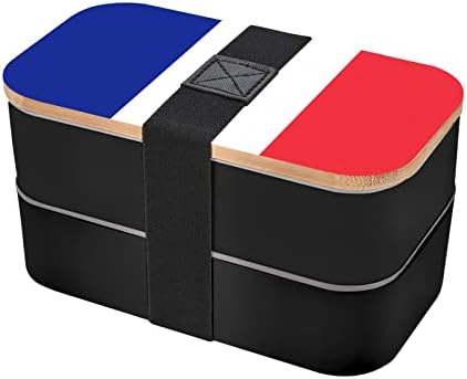 Allgobee Büyük Bento Kutusu Fransa Bayrağı-Mavi-Beyaz-Kırmızı yemek kabı çatal bıçak kaşık seti 40oz Japon Bento Kutusu
