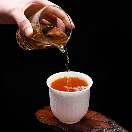 Beyaz Kabartma Ejderha Phoenix Seramik çay bardağı Setleri / 4.7 oz, Çin Kungfu çay bardağı Seti Kristal Berraklığında Porselen