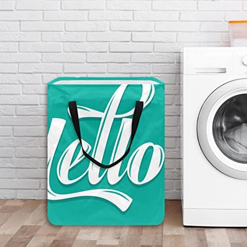 Hello Baskı Katlanabilir çamaşır sepeti, 60L Su Geçirmez çamaşır sepetleri çamaşır Kutusu Giysi Oyuncak Depolama Yurt Banyo