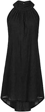 Kadın Kolsuz Uzun Elbiseler Pamuk ve Keten Üst Maxi Elbise Vintage Yaz Elbise Bölünmüş Hem Baggy Kaftan Tunik