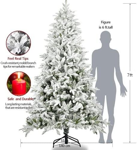 Kar Akın Noel Ağacı 7ft Yapay Menteşeli Çam Ağacı Beyaz Gerçekçi ipuçları