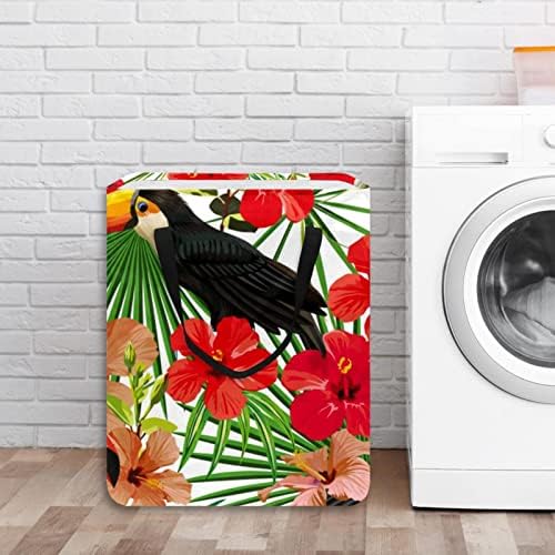 Papağan ebegümeci Çiçek Yaprakları Baskı Katlanabilir çamaşır Sepeti, 60L Su Geçirmez çamaşır sepetleri Çamaşır Kutusu Giysi
