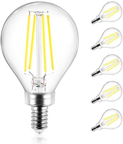 Ascher E12 Şamdan LED Ampuller 60 Watt Eşdeğeri, 550 Lümen, Gün ışığı Beyazı 5000K, Dekoratif G45 LED Küre Ampuller, Filament