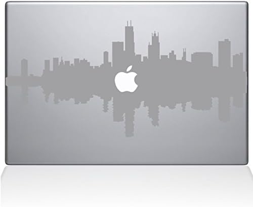 Çıkartma Gurusu Chicago Şehir Silüeti Çıkartma Vinil Çıkartması, 12 MacBook, Gümüş (2327-MAC-12M-S)