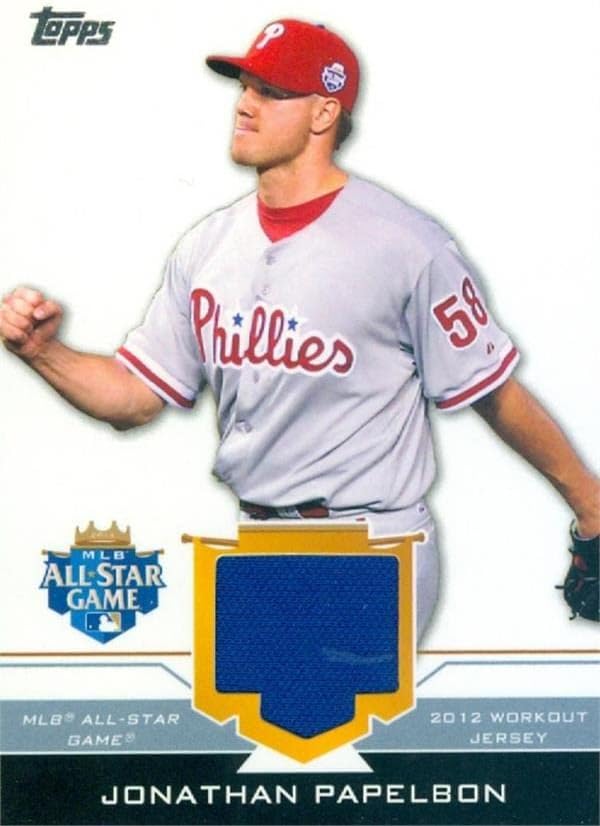 Jonathan Papelbon oyuncu yıpranmış jersey yama beyzbol kartı (Philadelphia Phillies) 2012 Topps All Star ASJOP-MLB Oyunu