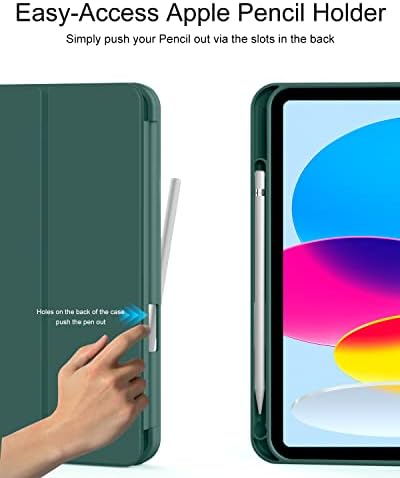 Aoub Yeni iPad 10th Nesil 2022 Kalem Tutucu ile, Akıllı Üç Katlı Standı Kılıf ile İnce Yumuşak TPU Arka Kabuk Kapak için
