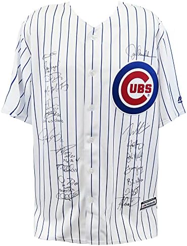 Cubs Takımı Cubs Joe Maddon WS Yaması Beyaz Çizgili Forma (19 Sigs)İmzaladı