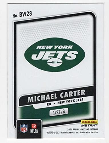 MİCHAEL CARTER RC 2021 Panini Anında Siyah Beyaz /2728 ÇAYLAK BW-28 Jets NFL