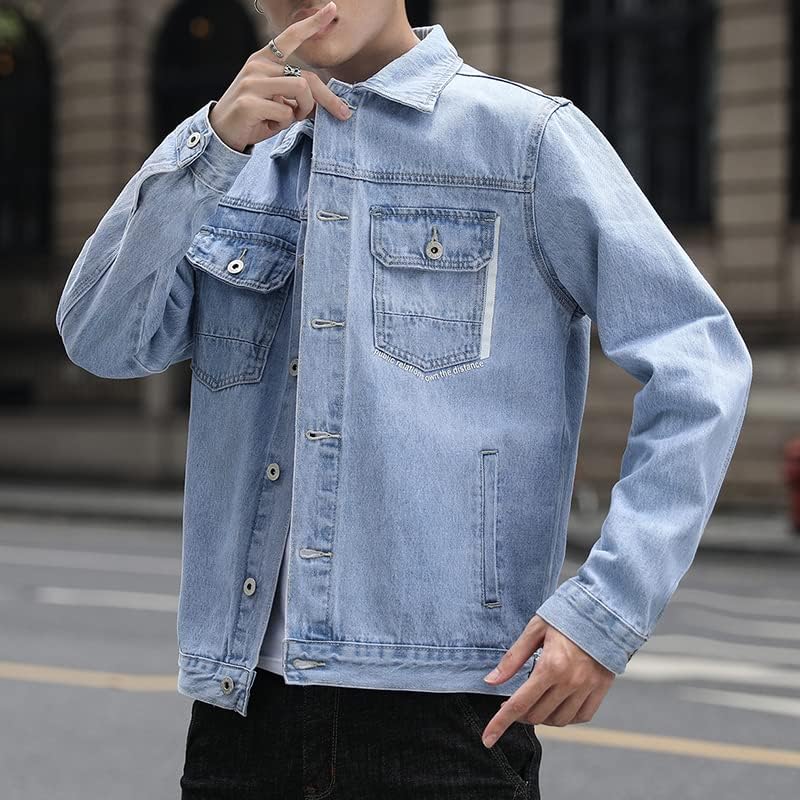 Denim Ceket Erkekler Pamuk Günlük Rahat Gelgit Motor Kovboy Ceket Streetwear Hiphop Jean Ceket