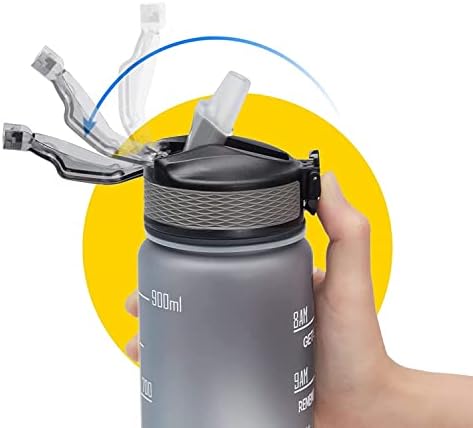 ANFA 32 oz Büyük Su Şişesi ile Motivasyon Zaman Makinesi sızdırmaz BPA Ücretsiz İçme Suyu Şişesi için Spor Salonu Kamp ve