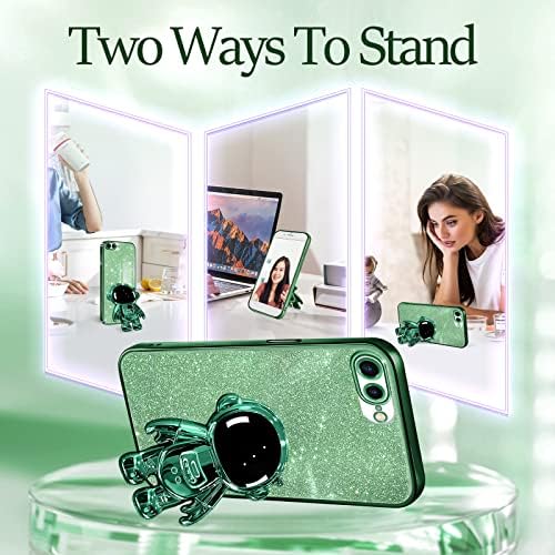 Iphone 7 için Buleens Artı iPhone için kılıf 8 Artı Durumda, kadın Kızlar Astronot Temizle Glitter Telefon iphone kılıfları