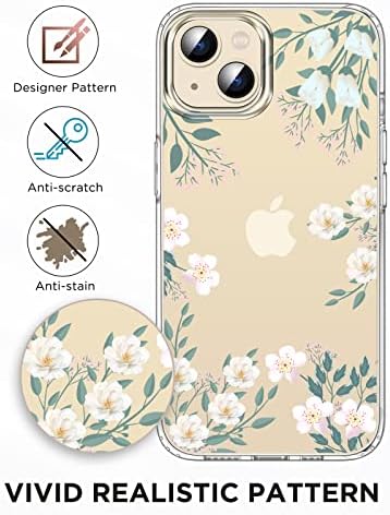 Kadınlar için Noyabox iPhone 14 Plus Kılıf, [Ekran Koruyucu ile] Slim Fit Boho Çiçek Tasarım Sevimli iPhone 14 Plus Kılıf,