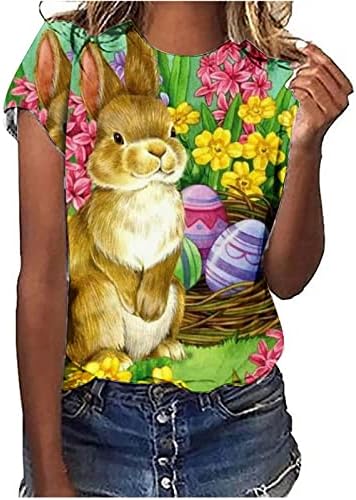 Paskalya Kadınlar için Tops, mutlu Paskalya Gömlek Kadınlar için Crewneck Sevimli Tavşan Grafik Kısa Kollu Tatil Bluz Tee