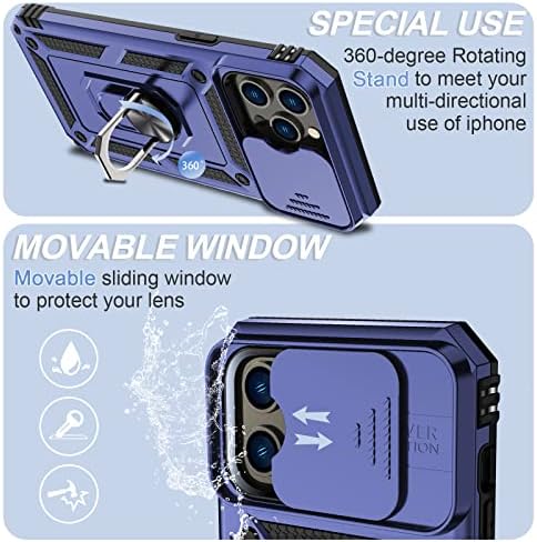 DABAOZA için Uyumlu iPhone 14 Pro Max Kılıf Kickstand Kamera Korumalı, Sağlam Askeri Sınıf Damla Darbeye Dayanıklı 6.7 inç