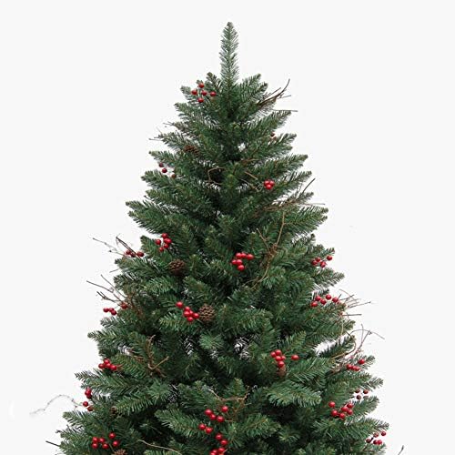 XFXDBT 6.8 FT Şifreleme Yapay Noel Çam Ağacı ile Kırmızı Meyveler, çevre Dostu PVC Noel Ağacı ile Metal Standı Tatil Dekorasyon
