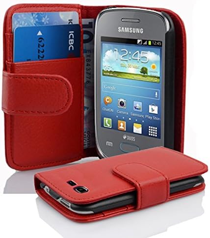 Cadorabo Kitap Çantası Şeker Elma kırmızısında Samsung Galaxy Pocket NEO ile Uyumlu-Stand Fonksiyonu ve Kart Yuvası ile Yapılandırılmış