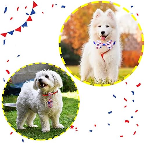 Sınlıng 30 Adet ABD Bayrağı Yurtsever Köpek Papyonları 15 Adet Köpek Yayı ve 15 Adet Köpek Kravatı İçerir 4 Temmuz Bağımsızlık