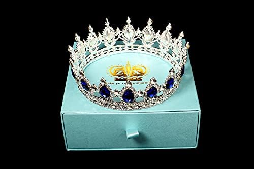 Vintage Kraliyet Kraliçe Gözyaşı Rhinestone Diadem Tiaras Taç Pageant Balo Diadem Gelin Düğün Saç Takı Aksesuarları (Gümüş