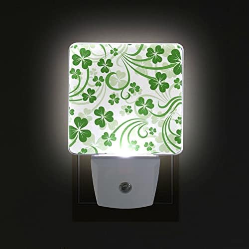 JSTEL St Patricks Gece lamba fişi Şafak Alacakaranlıkta, 2 Paket Led Yonca Yaprakları Gece Lambası Yonca Yonca Gece lamba