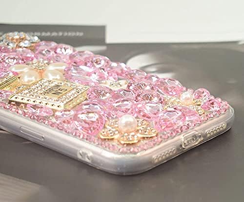 iPhone 12 / iPhone 12 Pro Bling Glitter Kılıf, Lüks Bling Elmas Taklidi Değerli Taş 3D Parfüm Şişesi ve Çiçek Değerli Taş