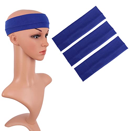 MapofBeauty 3 Paket Yoga Bantlar Sıkı Pamuk Kafa Bandı Hairwarp Spor Koşu Egzersiz Salonu (Mavi)