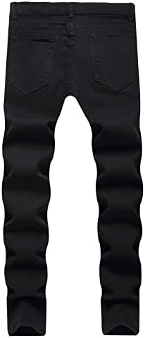 VALSEEL Erkek Kot Moda Düz Renk Kalp Baskı Düğmesi Fermuar Slim Fit Düzensiz Yırtık Kot pantolon Kot Pantolon