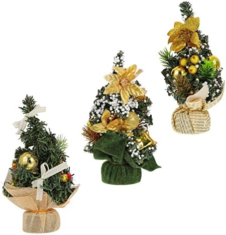 VORCOOL Doğuş Süslemeleri 3 pcs Yapay Mini Noel Ağacı Süsler ile Çuval Bezi Taban Masa Noel Ağacı için Kapalı Ev Noel Kış