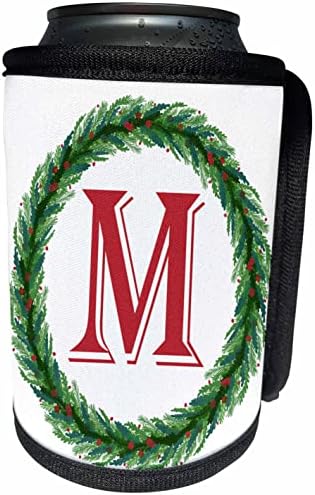 3dRose Noel Çelengi Monogramı M Kırmızı Başlangıç, SM3DR - Can Soğutucu Şişe Sargısı (cc_353356_1)