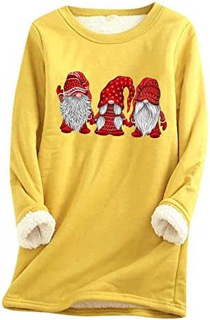 Xiloccer 2023 Noel Bluz Bayan Sonbahar Ve Kış Noel Baskılı Sıcak Dip Gömlek Gevşek Üst Artı Kadife Kaputsuz