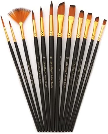 12 adet Naylon Saç Ahşap Saplı Suluboya Resim Kalem Seti DIY Yağ Akrilik Sanat Fırçaları