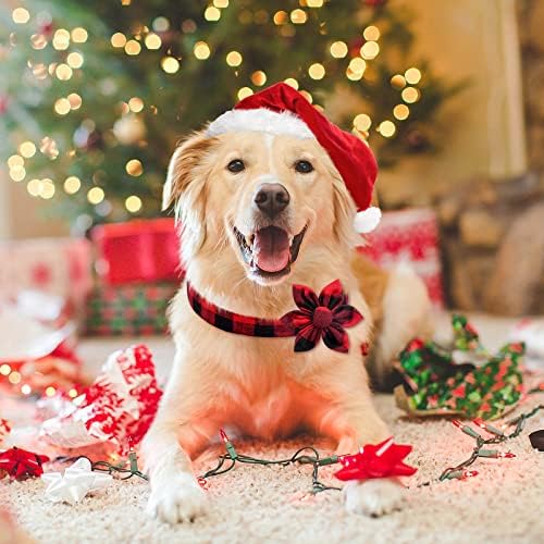 Çiçek ile Malier 2 paket Noel köpek tasması, dayanıklı toka ile klasik Buffalo ekose köpek Noel tasması Küçük orta büyük