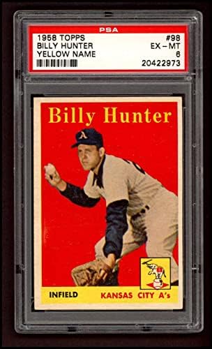 1958 Topps 98 ve Billy Hunter Kansas City Atletizm (Beyzbol Kartı) (Sarı Harflerle İsim) PSA PSA 6.00 Atletizm