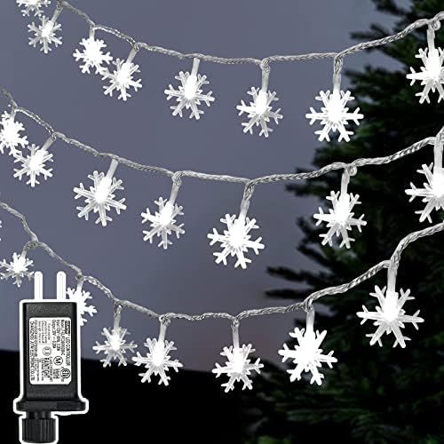 EALEBE Noel kar taneleri dize ışıkları, 32FT 100 LED Noel peri ışıkları, 8 modlu zamanlayıcı ile Noel kar tanesi ışıkları