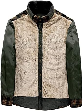 Uzun Kollu Rahat Yürüyüş Üst Erkekler Kış Açık Cep Bluzlar Rahat Ekose Ekip Boyun Polyester Ince Ceket