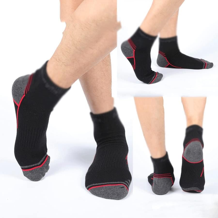 GKMJKI 5 Pairs erkek Koşu Çorap Açık Spor Pamuk Çizgili Sıkıştırma Siyah Seyahat Çorap (Renk: Siyah, Boyutu: 1)