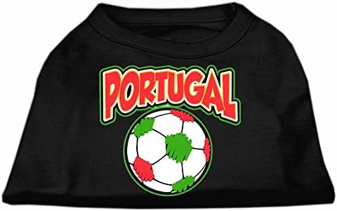 Mirage Evcil Hayvan Ürünleri Portekiz Futbol Serigrafi Gömlek, Büyük, Siyah