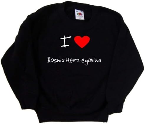Kalbi Seviyorum Bosna Hersek Siyah Çocuk Sweatshirt