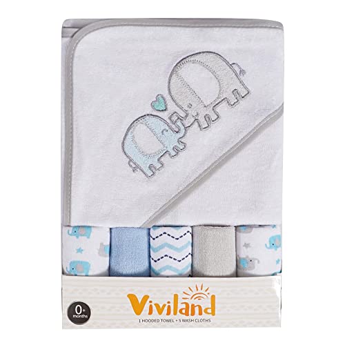 Viviland 6 Parçalı Banyo Havlusu Takımı, Yenidoğan Bebekler için 5 bez Bebek Hediyesi, Erkek ve Kızlar için 1 Bebek Kapüşonlu