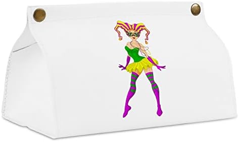 Mardi Gras Harlequin Bayan Doku Kutusu Kapağı Modern PU Deri Peçete Dokular Küp araba için tutucu Banyo Gece Standları Ofis