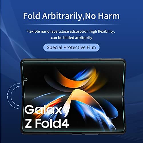 (2 Takım 4 Paket) Samsung Galaxy Z Fold 4 için uyumlu ekran koruyucu, ön ve iç ekran TPU yumuşak film, Kabarcıksız Çizilmez