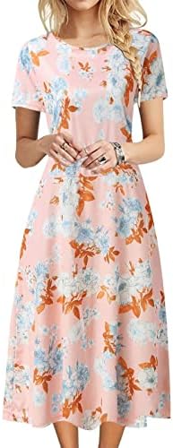 Bayanlar uzun elbise Yaz Casual Kısa Kollu Maxi Elbise Çiçek Baskı rahat elbise İnce Yüksek Bel Parti Elbise