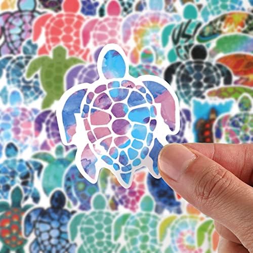 50 ADET Yaz Renkli Deniz Kaplumbağası Çıkartmalar Deniz Kaplumbağası Su Geçirmez Vinil Etiketler Çıkartması DIY Süs Sticker