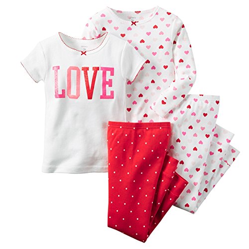 Carters Bebek Kız 4-Piece Snug Fit Pamuk Pijama Aşk Çok Kalpler 6 M