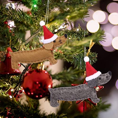 VOSAREA 4 adet Noel Ağacı askı süsleri Dachshund Köpek Şekli Kolye Noel askı süsleri Noel Ziyafet Noel Partisi için