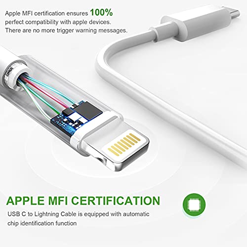 KerrKim iPhone Hızlı Şarj Cihazı, [Apple MFi Sertifikalı] 2 Paket 6FT USB C Yıldırım Kablosu Güç Şarj Tipi C Yıldırım Veri