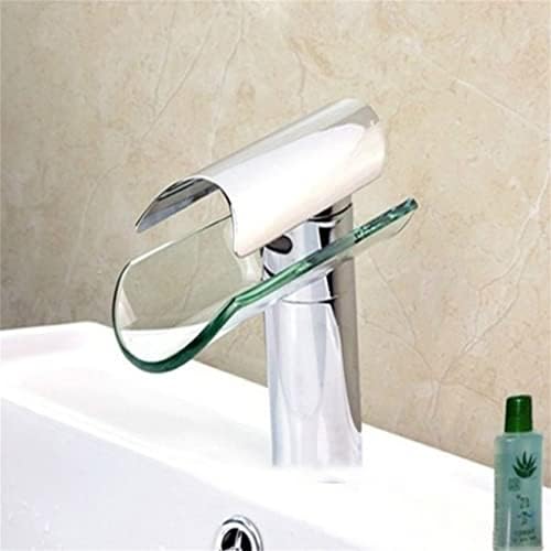SLSFJLKJ Bakır Krom Şelale Banyo Musluk Banyo Havzası Sıcak ve Soğuk Su Mikser Pirinç Lavabo Dokunun (renk: Gümüş, boyutu