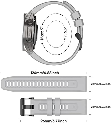 lepmok Garmin Fenix 7 saat kordonları, 22mm Quickfit Silikon Bant Garmin Fenix 6, Fenix 5 Smartwatch